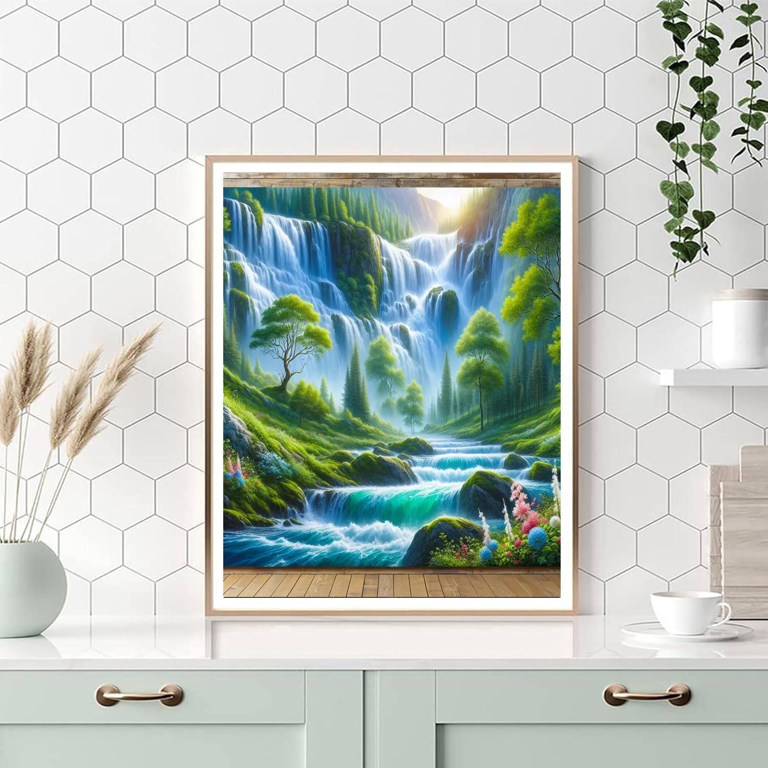 Majestic Waterfall Serenity Paint By Numbers Art