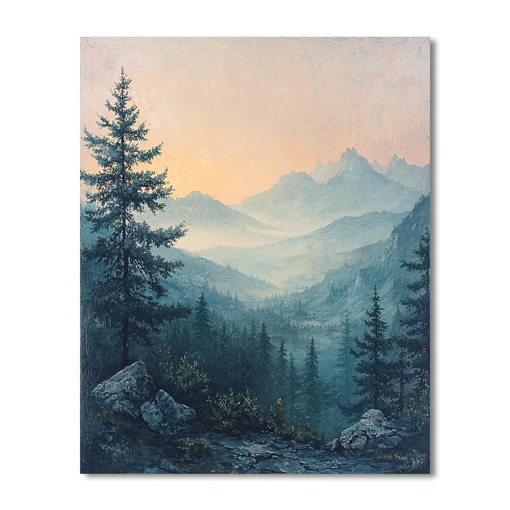 Caspar David Friedrich Inspired Dreamscape Mountain View  Number Painting