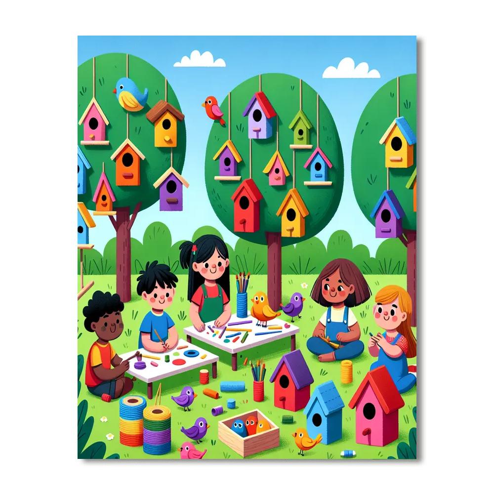 Brilliant Birdhouse Bazaar Number Painting