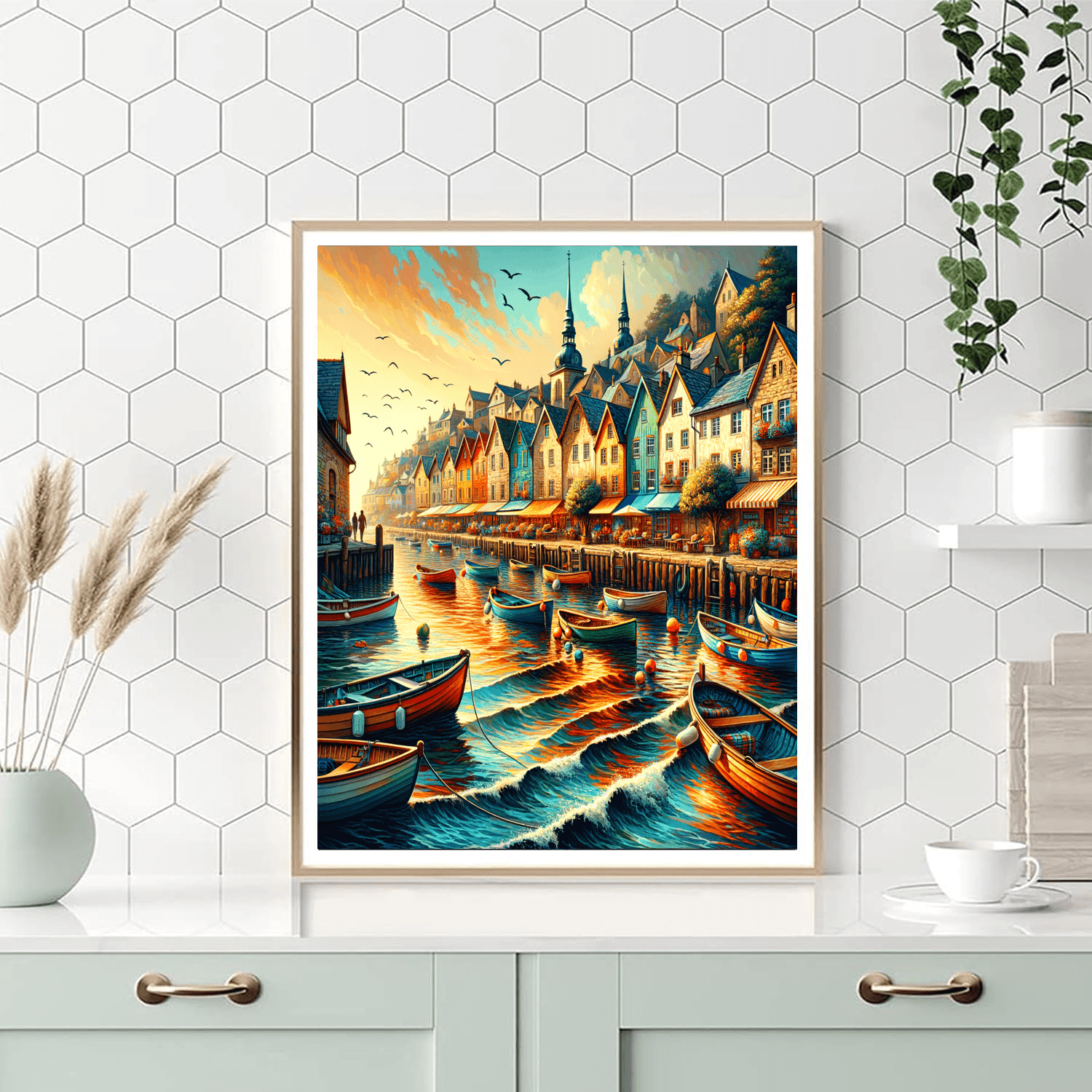 Breezy Coastal Town DIY Paint By Numbers