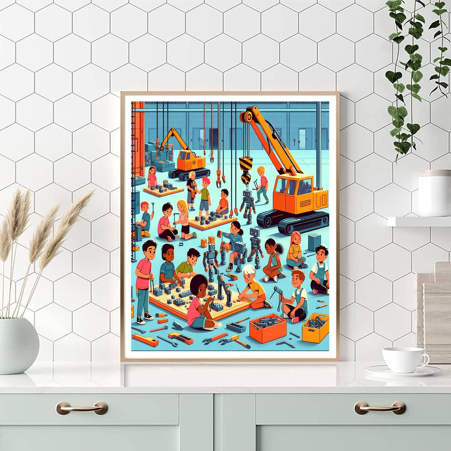 Robot Construction Site Painting Number Kit