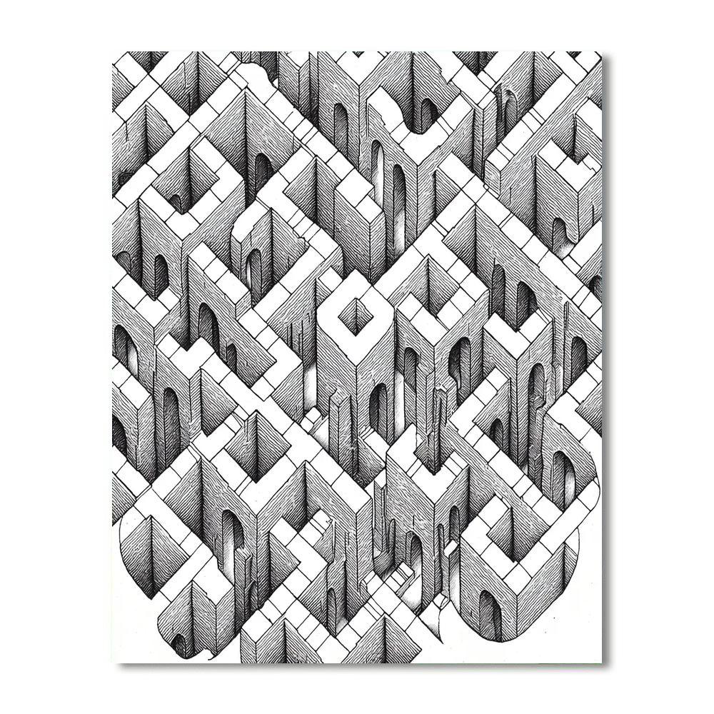 M.C. Escher Inspired Eternal Pathways  Number Painting