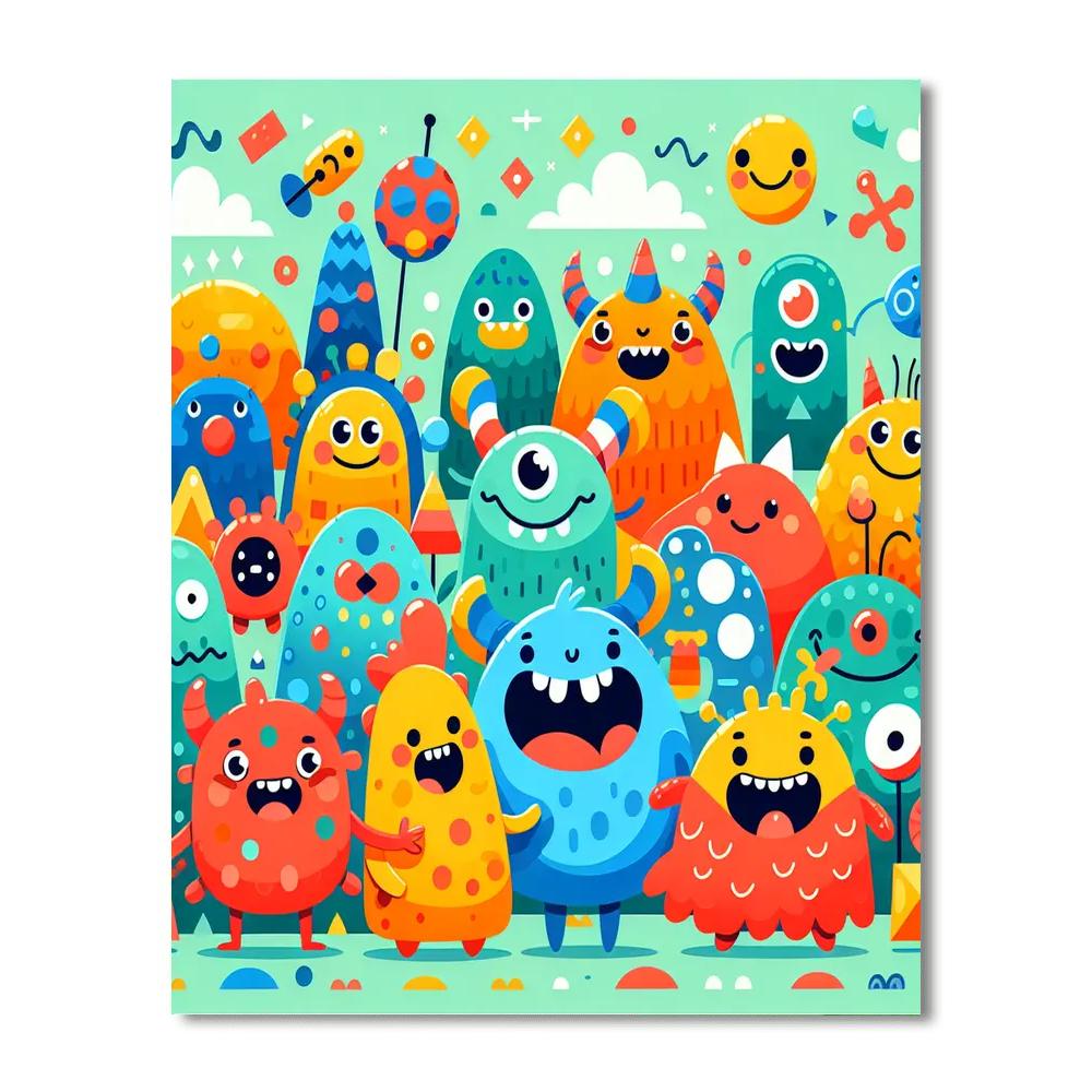 Playful Monsters At Play DIY Paint By Numbers