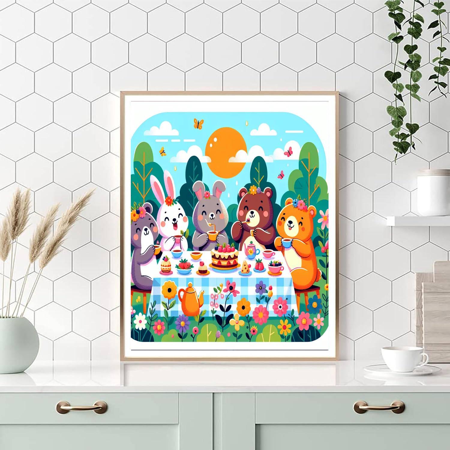 Cute Critters' Tea Party Paint By Number