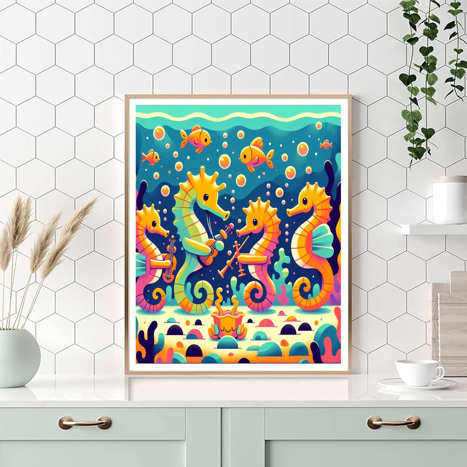 Singing Seahorse Symphony Painting Number Kit