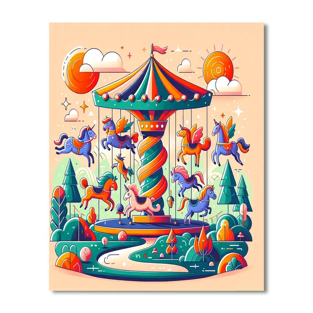 Fairytale Carousel Ride Painting Number Kit