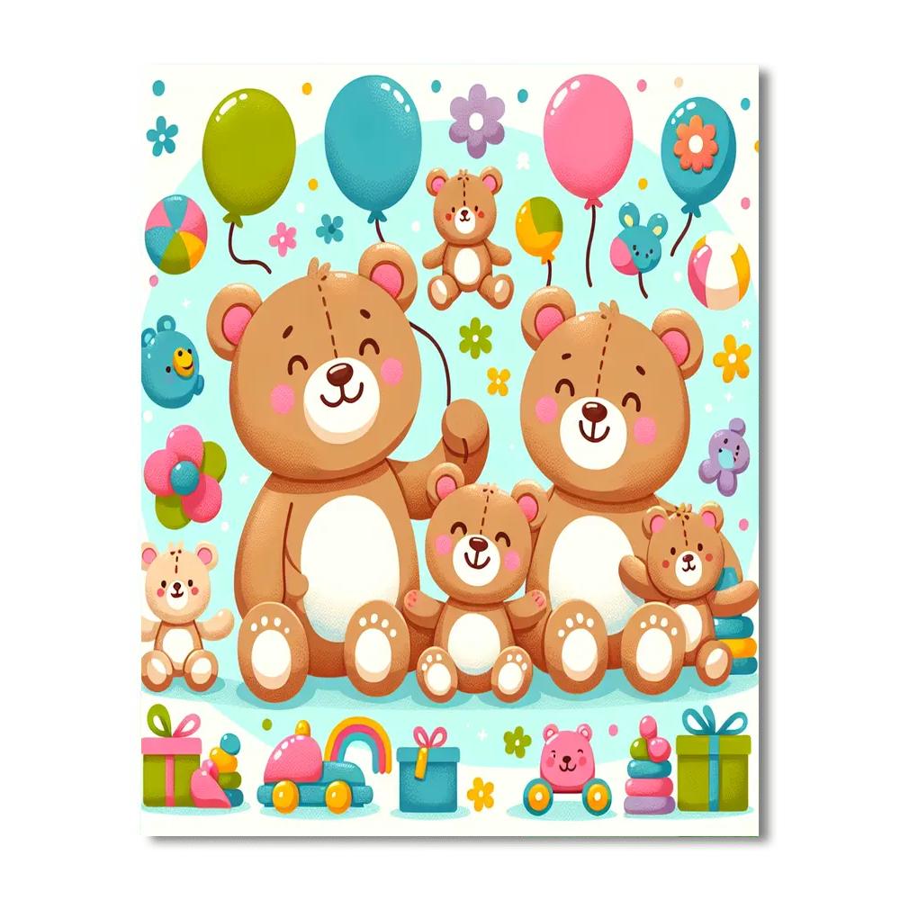 Cuddly Teddy Bear Family Numbered Painting Kits