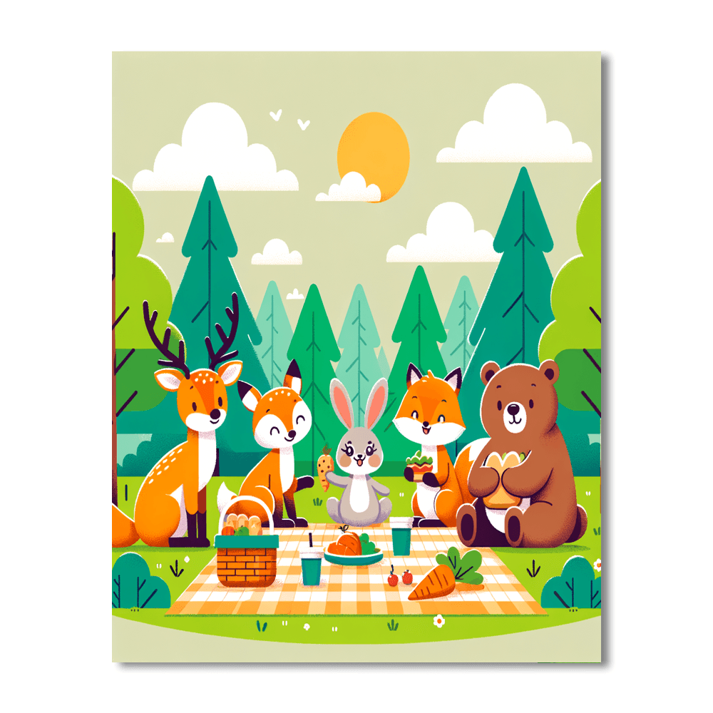Woodland Critter Picnic Paint By Color