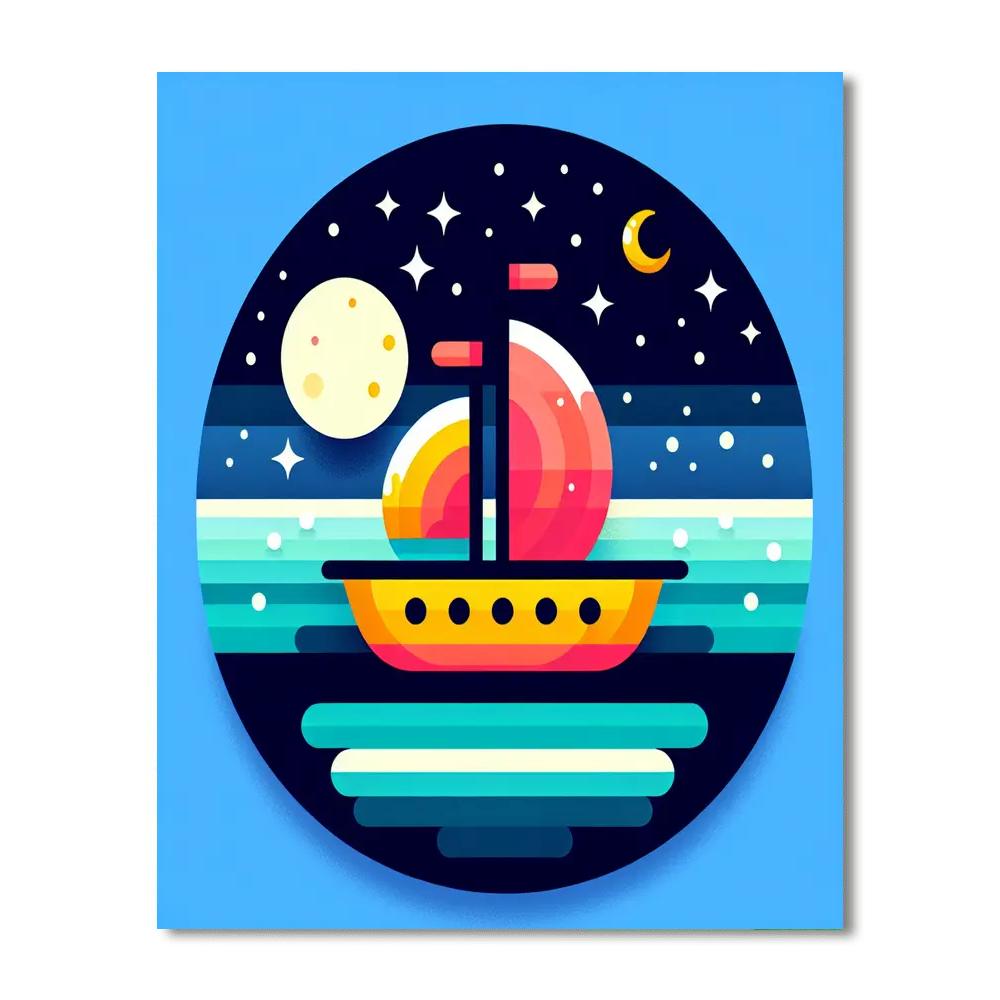 Moonlight Ocean Cruise Paint By Numbers Art