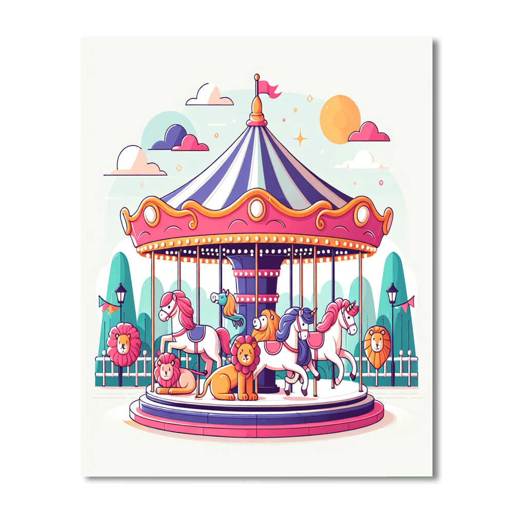Charming Carousel Ride Paint By Numbers Art