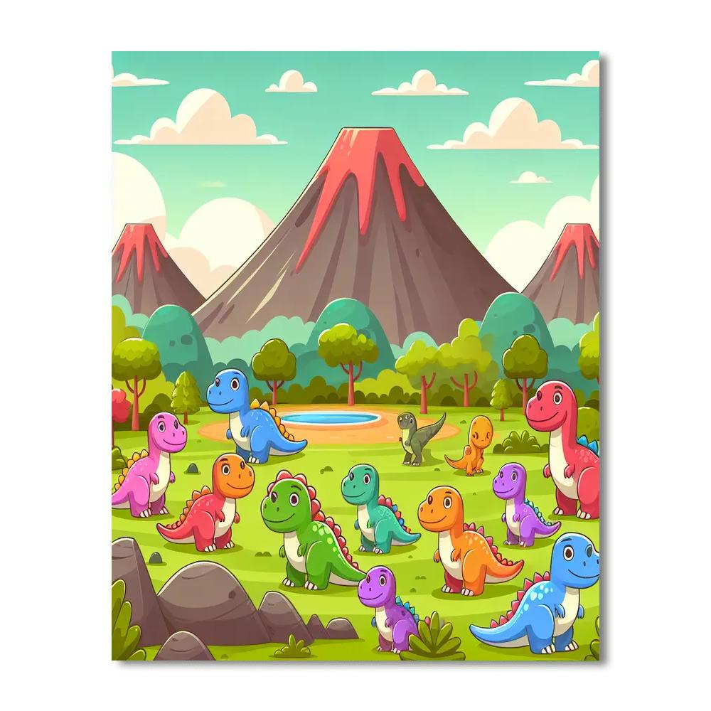 Dreamy Dinosaur Park Painting Number Kit