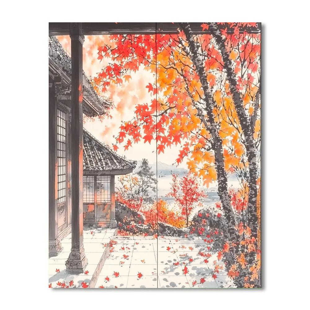 Utagawa Hiroshige Inspired Dance Of The Autumn Leaves  Painting By Numbers Kit
