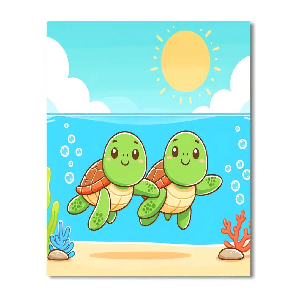 Curious Turtles Painting Number Kit