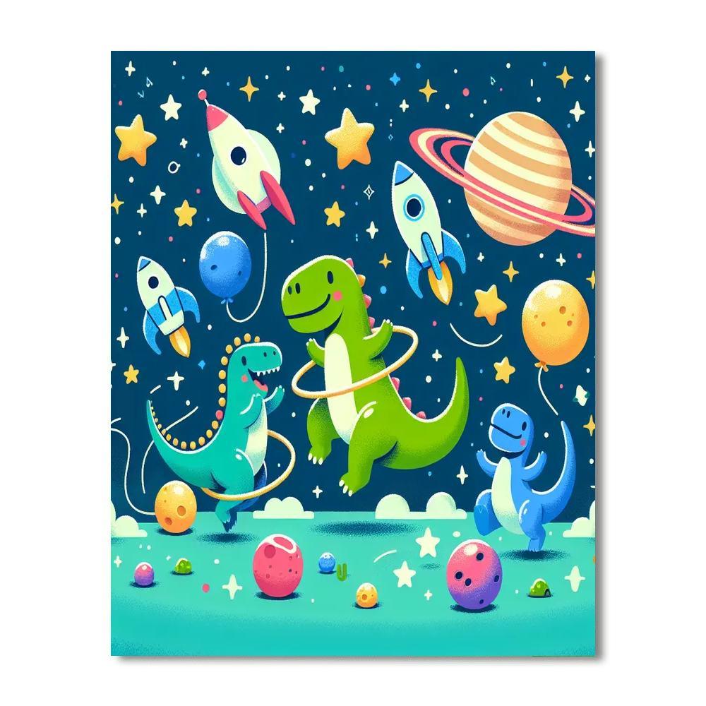 Galactic Dinosaur Party DIY Paint By Numbers