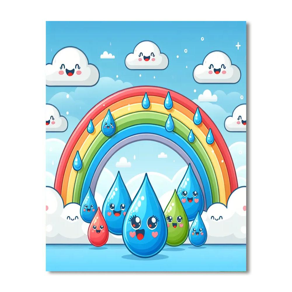 Rainbow Raindrop Reverie Numbered Painting Kits