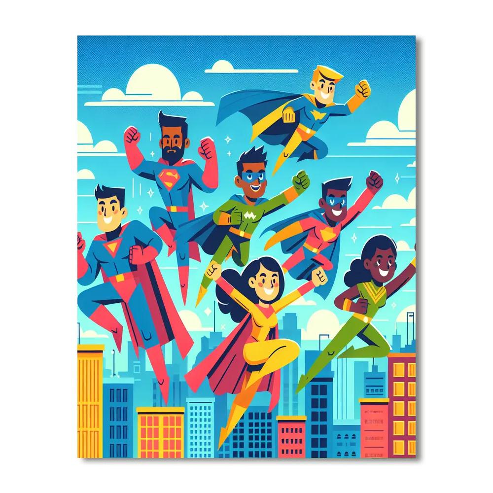 Joyful Superhero Adventure Paint By Numbers Art