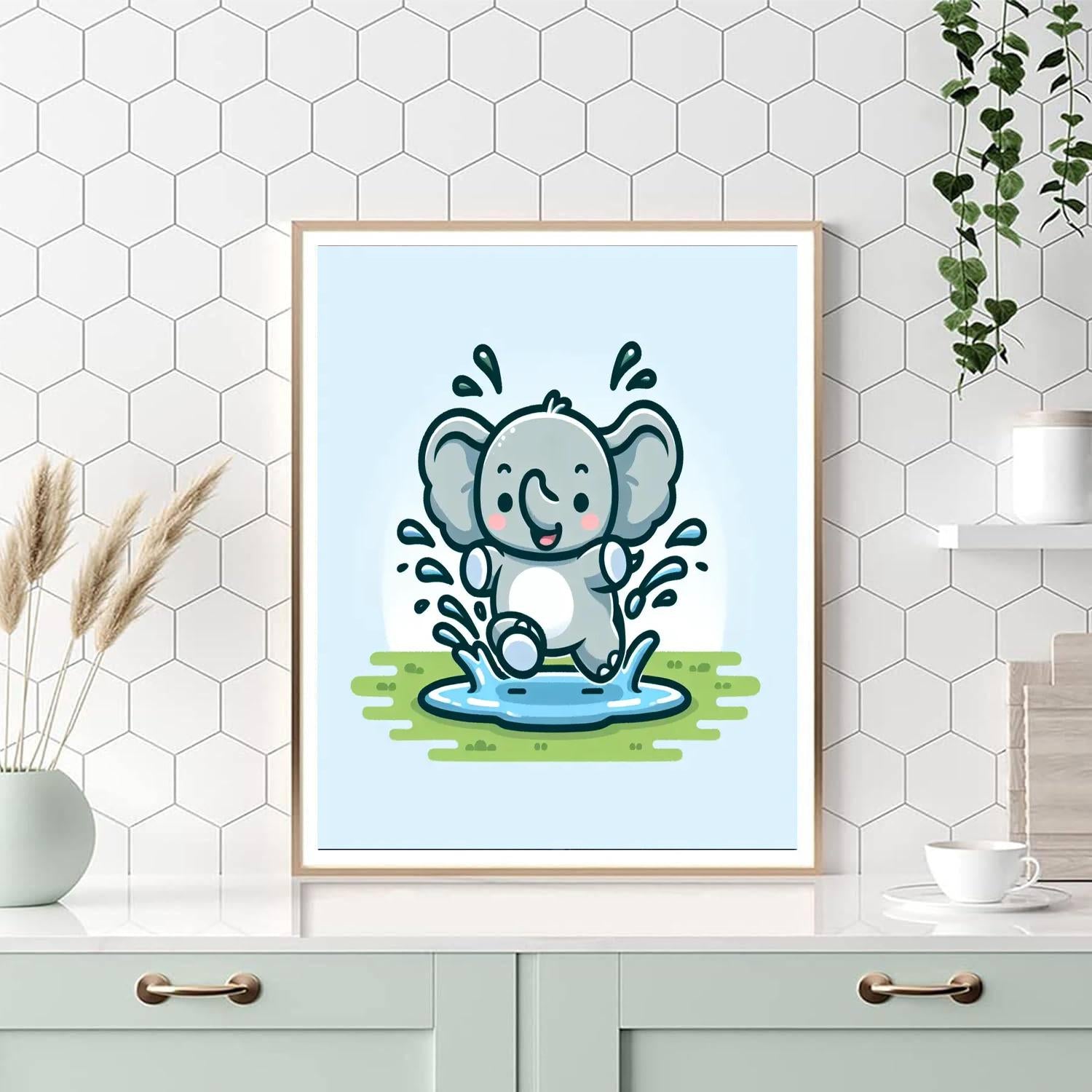 Playful Baby Elephant Paint By Numbers Art