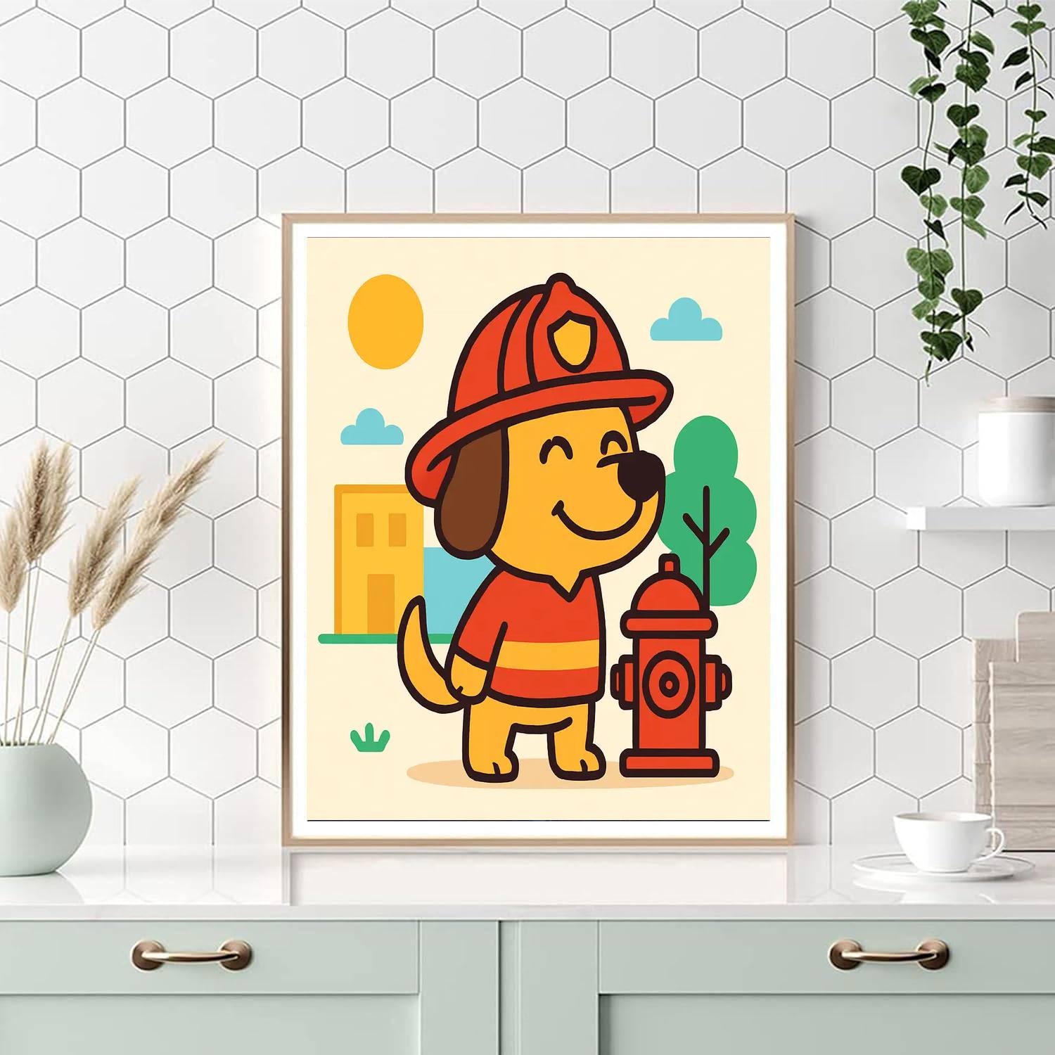 Firefighter Dog DIY Paint By Numbers