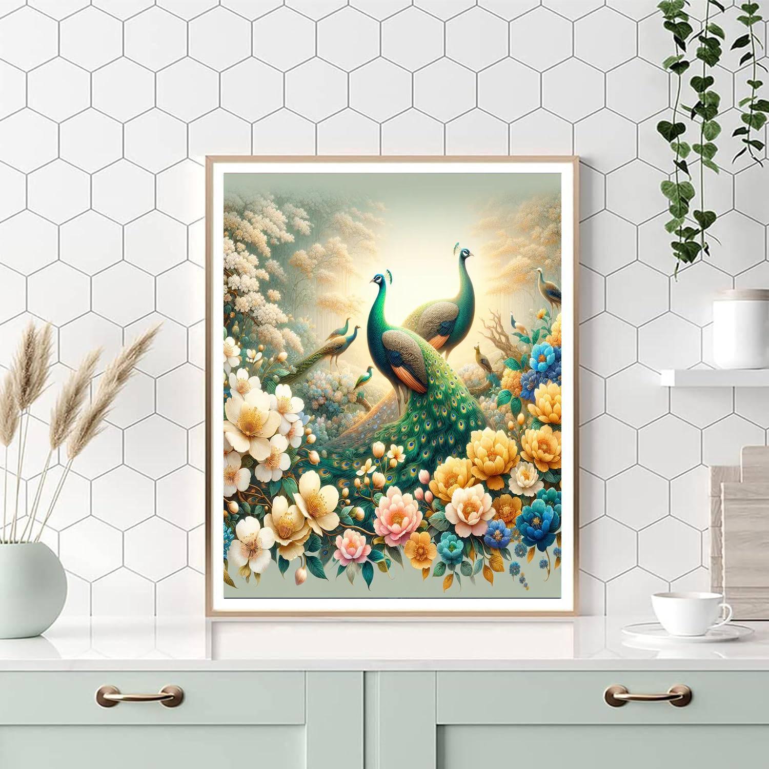 Regal Peacocks In Bloom Painting By Numbers Kit