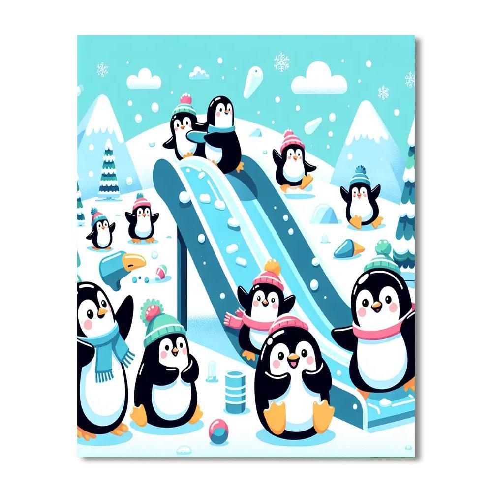 Penguin Snow Day Paint By Numbers
