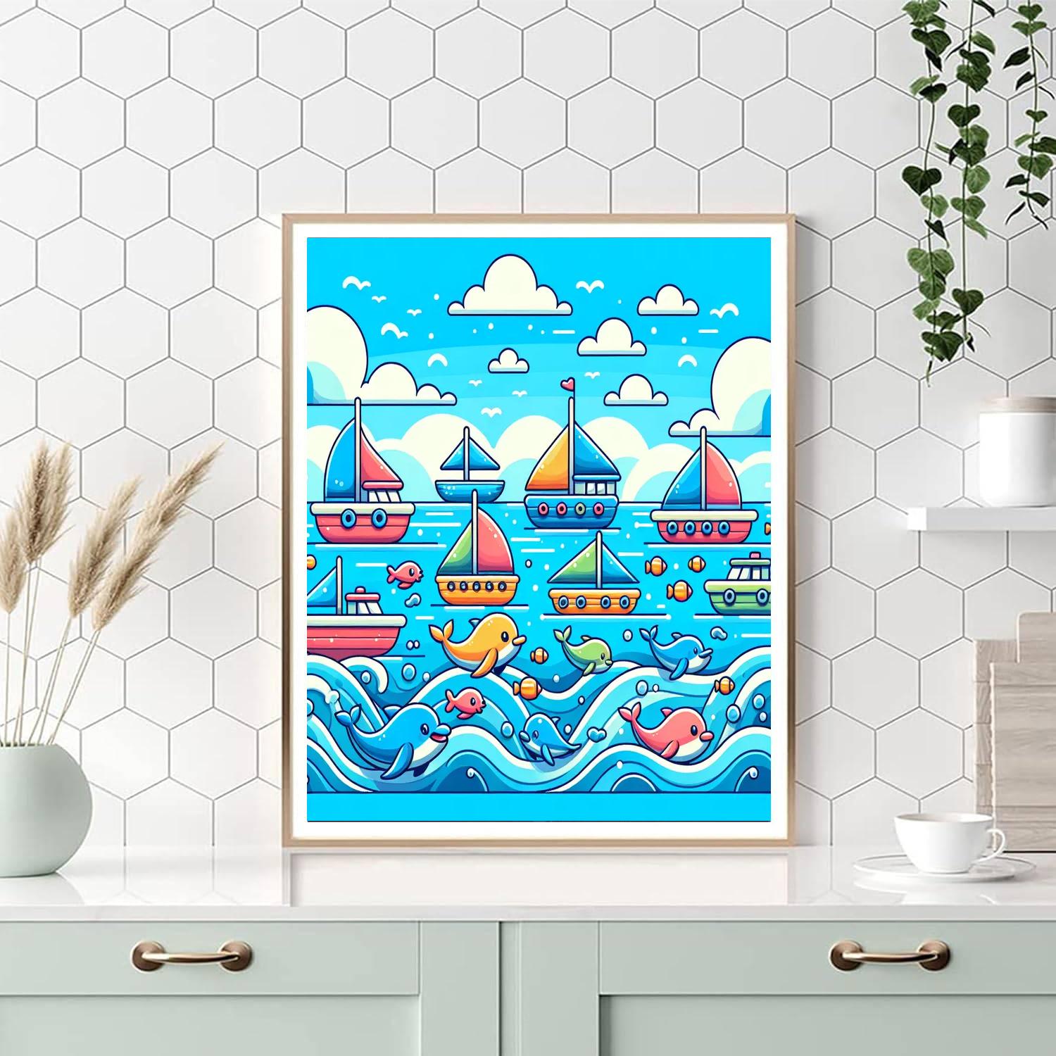 Cheerful Sea Adventure Paint By Numbers Art