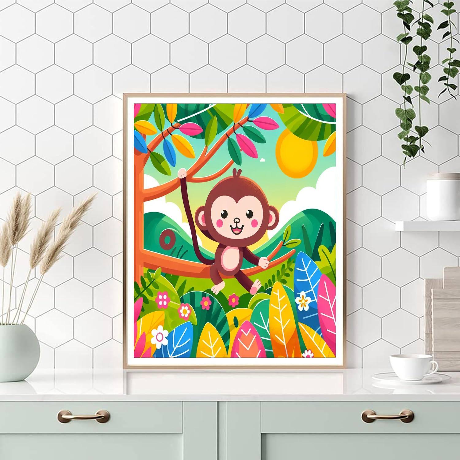 Playful Monkey In Paradise Painting By Numbers Kit