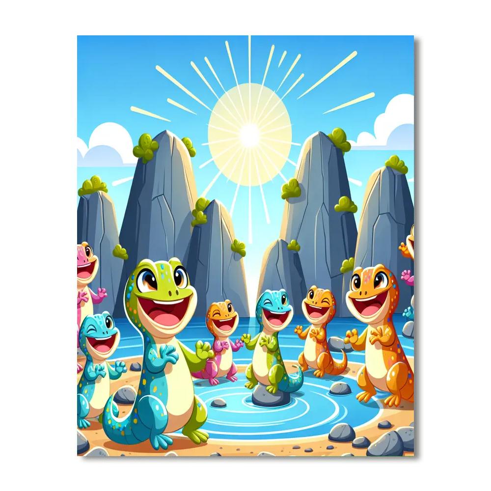 Lively Lizard Lagoon Numbered Painting Kits