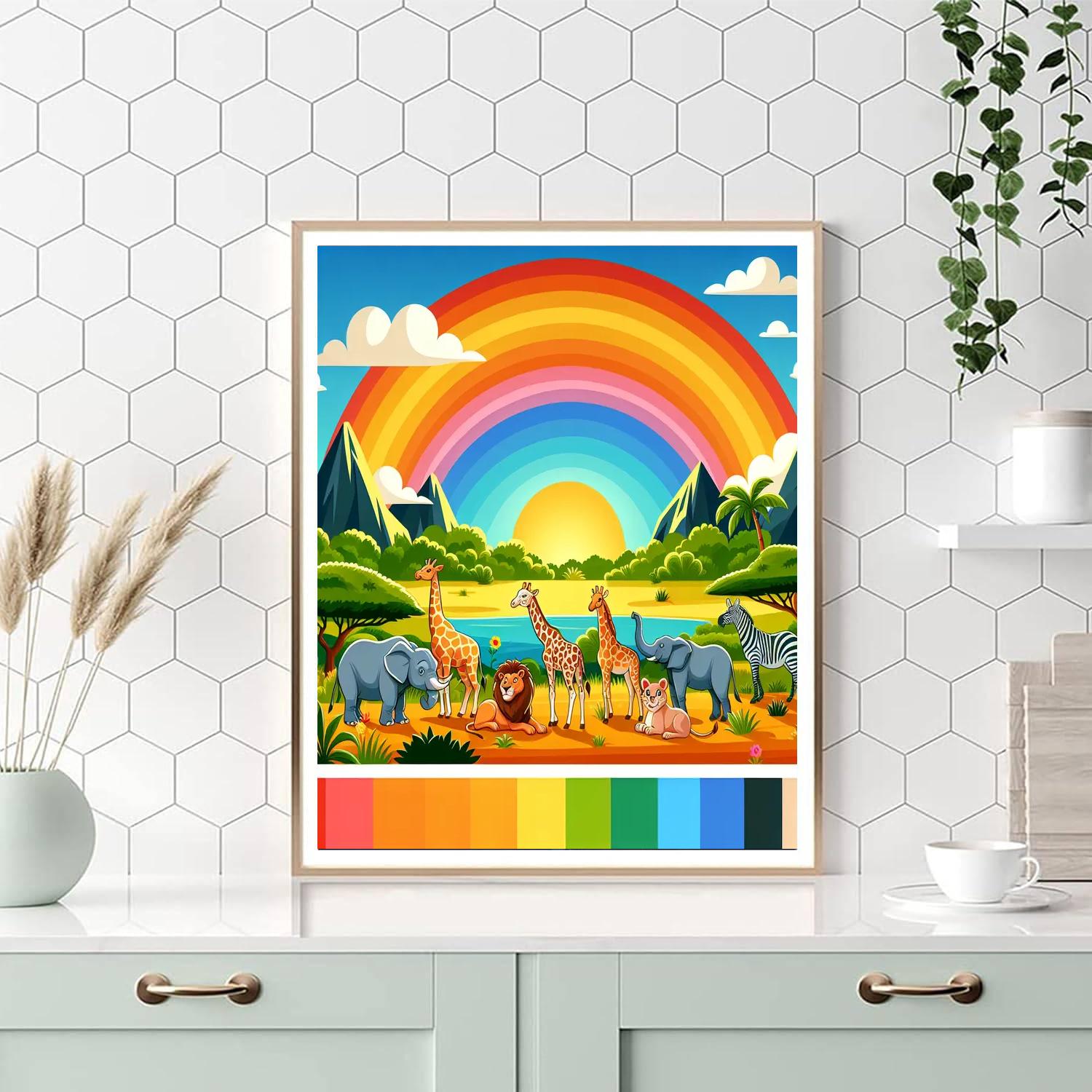 Rainbow Safari Experience Painting Number Kit