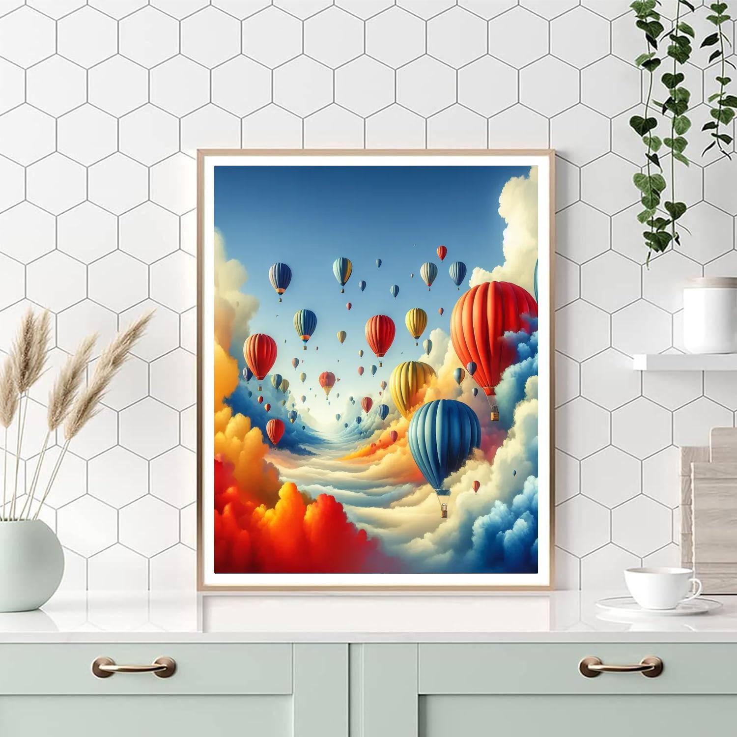 Fanciful Hot Air Balloon Journey Painting Number Kit