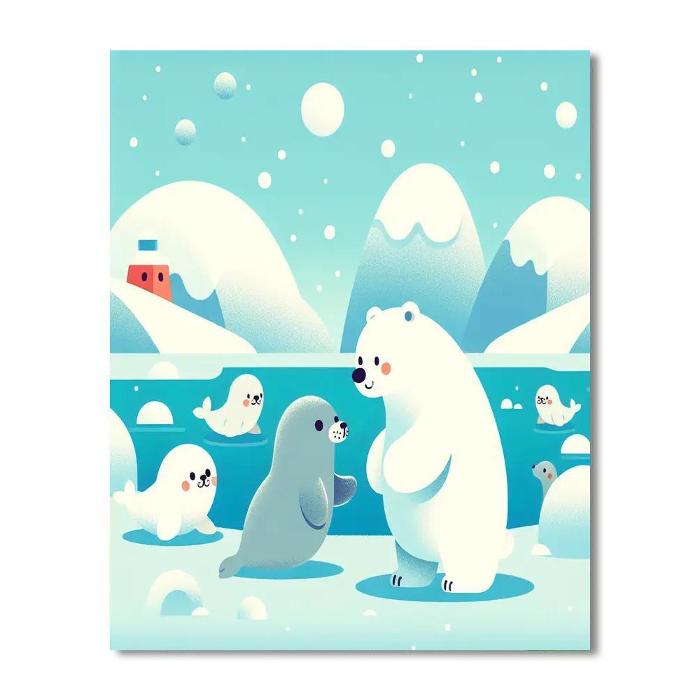 Fluffy Arctic Adventure Paint By Numbers Art