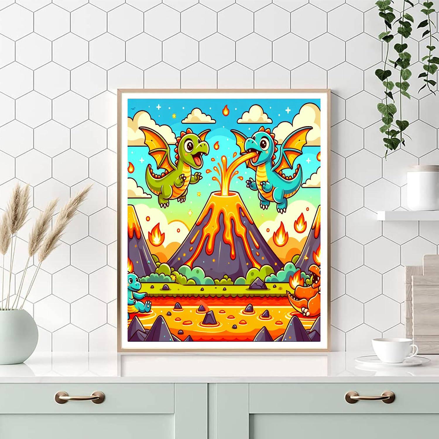 Dragon's Fire Mountain Numbered Painting Kits