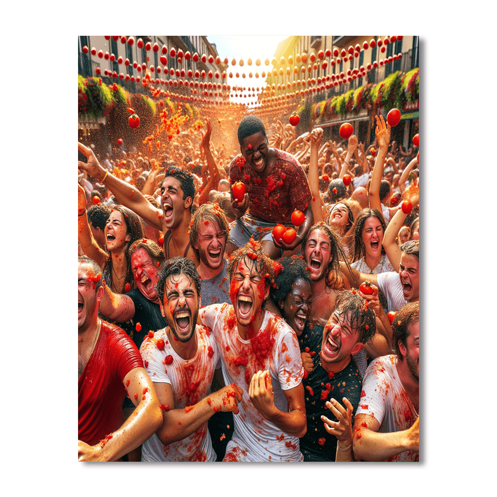 La Tomatina Painting Number Kit