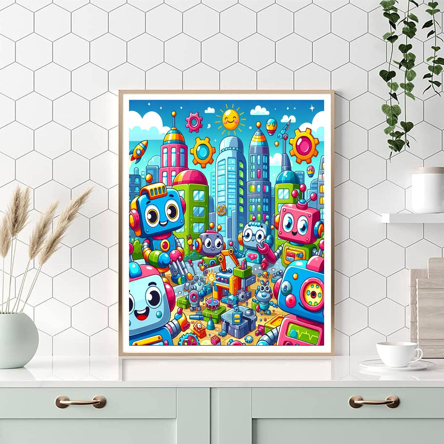 The Adventures Of Robot Friends Paint By Numbers Kits