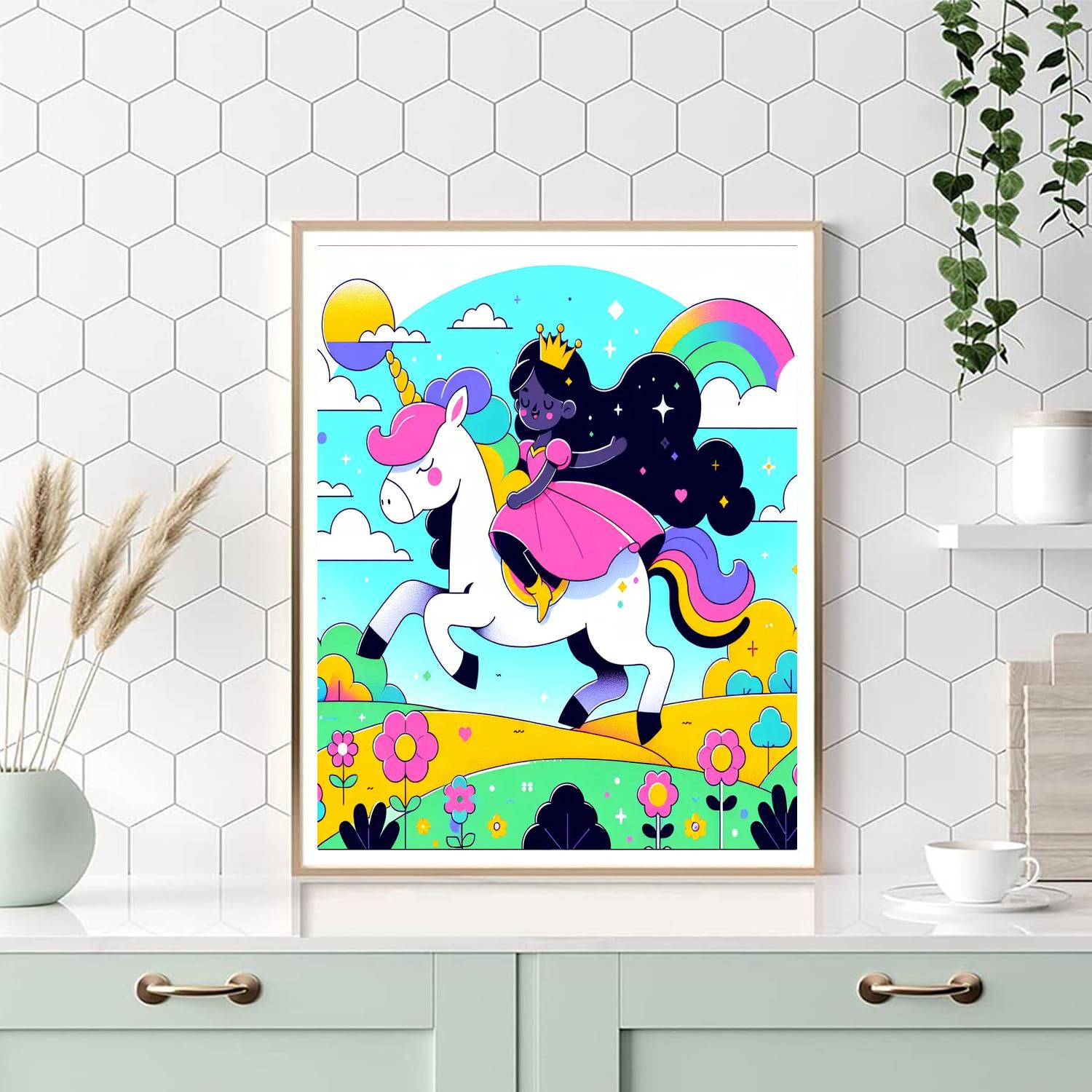 Fairytale Unicorn And Princess DIY Paint By Numbers