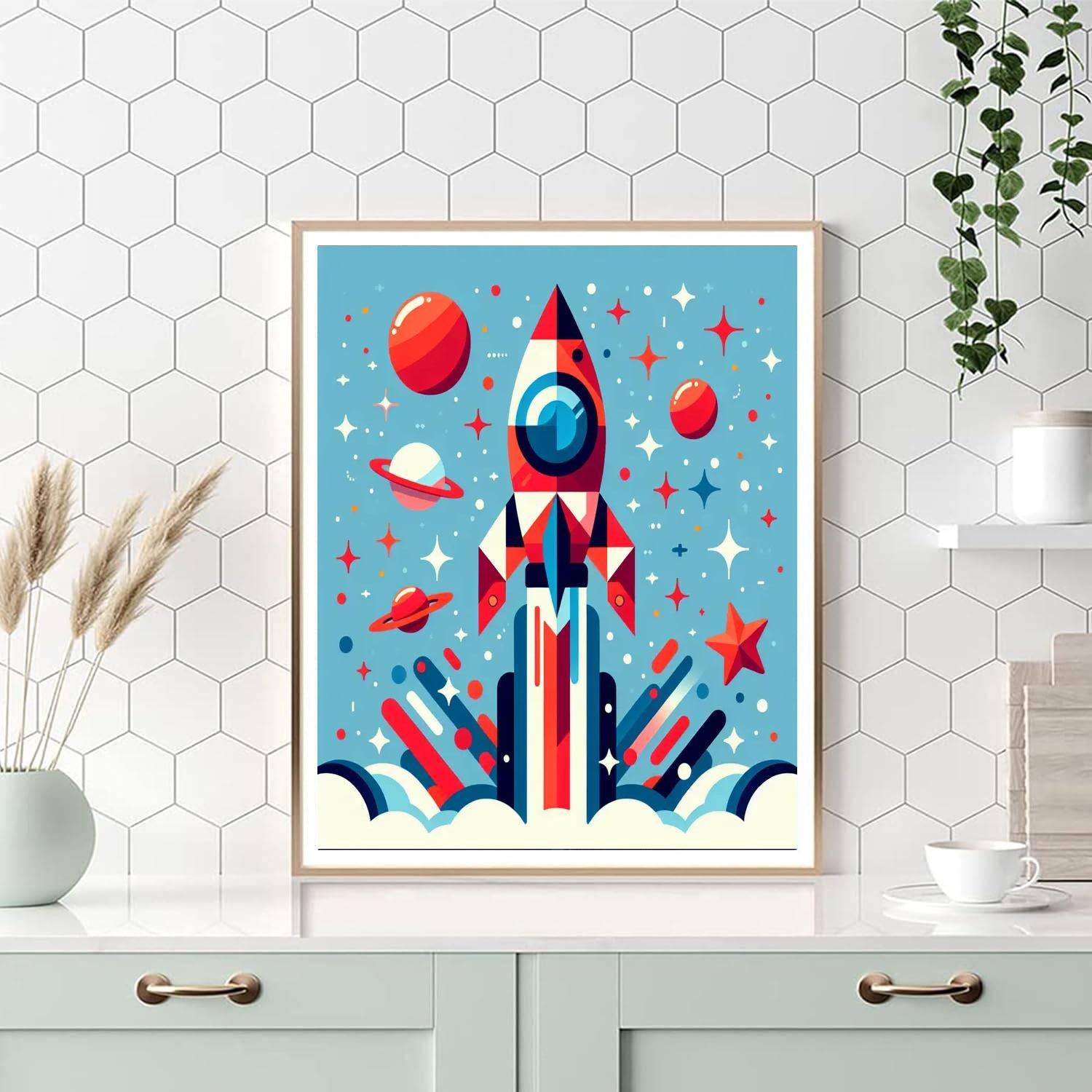 Rocketship Journey To The Stars Paint By Color