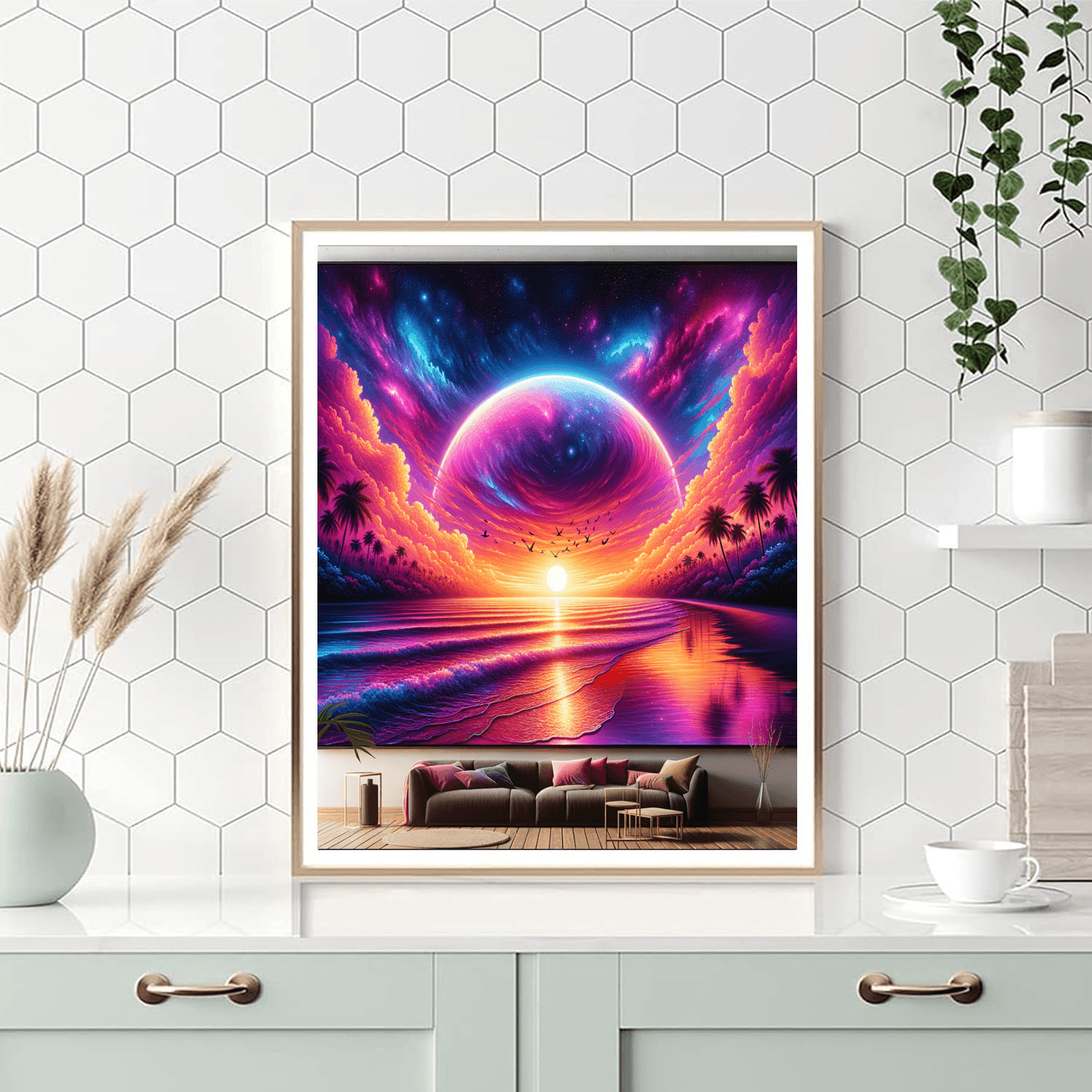 Radiant Sunset Over Ocean - DIY Painting By Numbers Kit