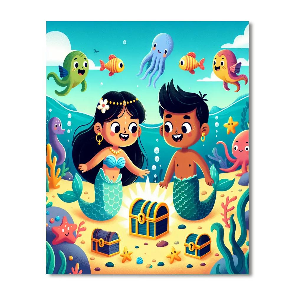 Mermaid Treasure Hunt DIY Paint By Numbers