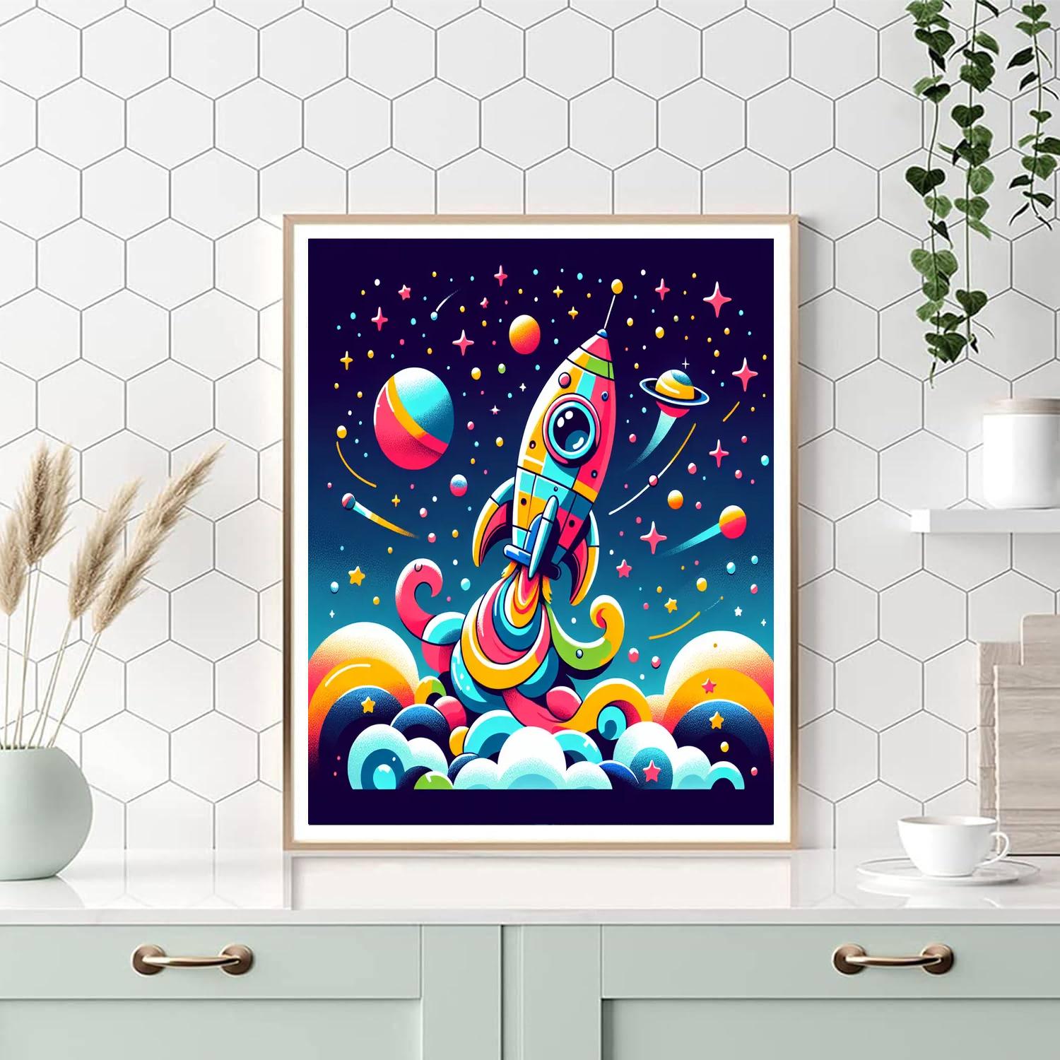 Wacky Space Rocket Numbered Painting Kits