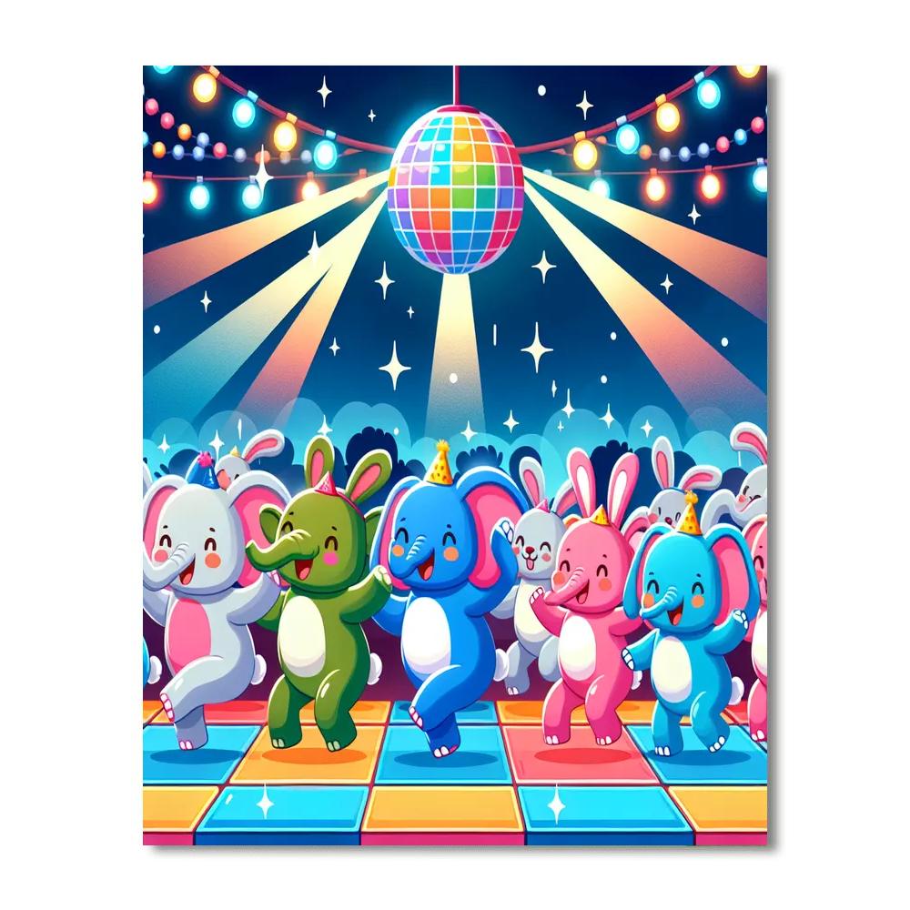 Funky Animal Disco Painting Number Kit