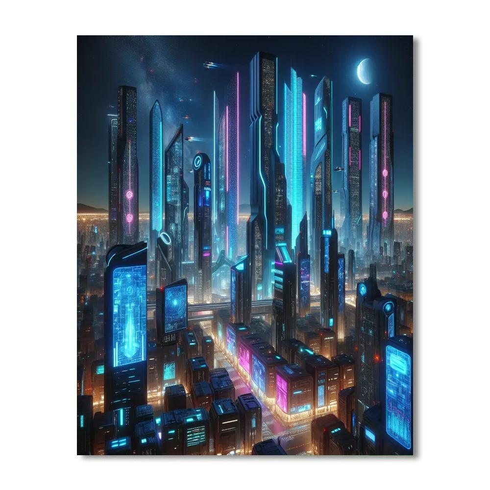 Futuristic Cityscape Dreams Numbered Painting Kits