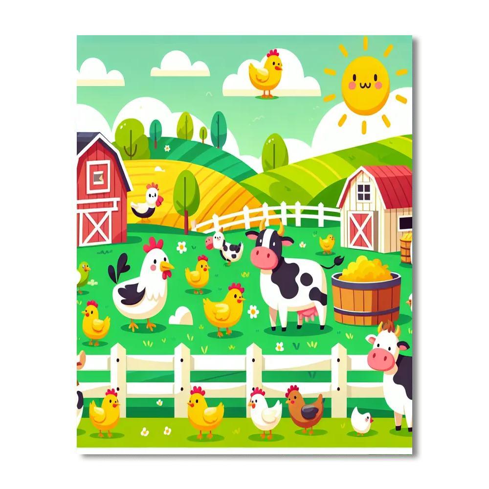Farmyard Fun With Animals Paint By Numbers Art