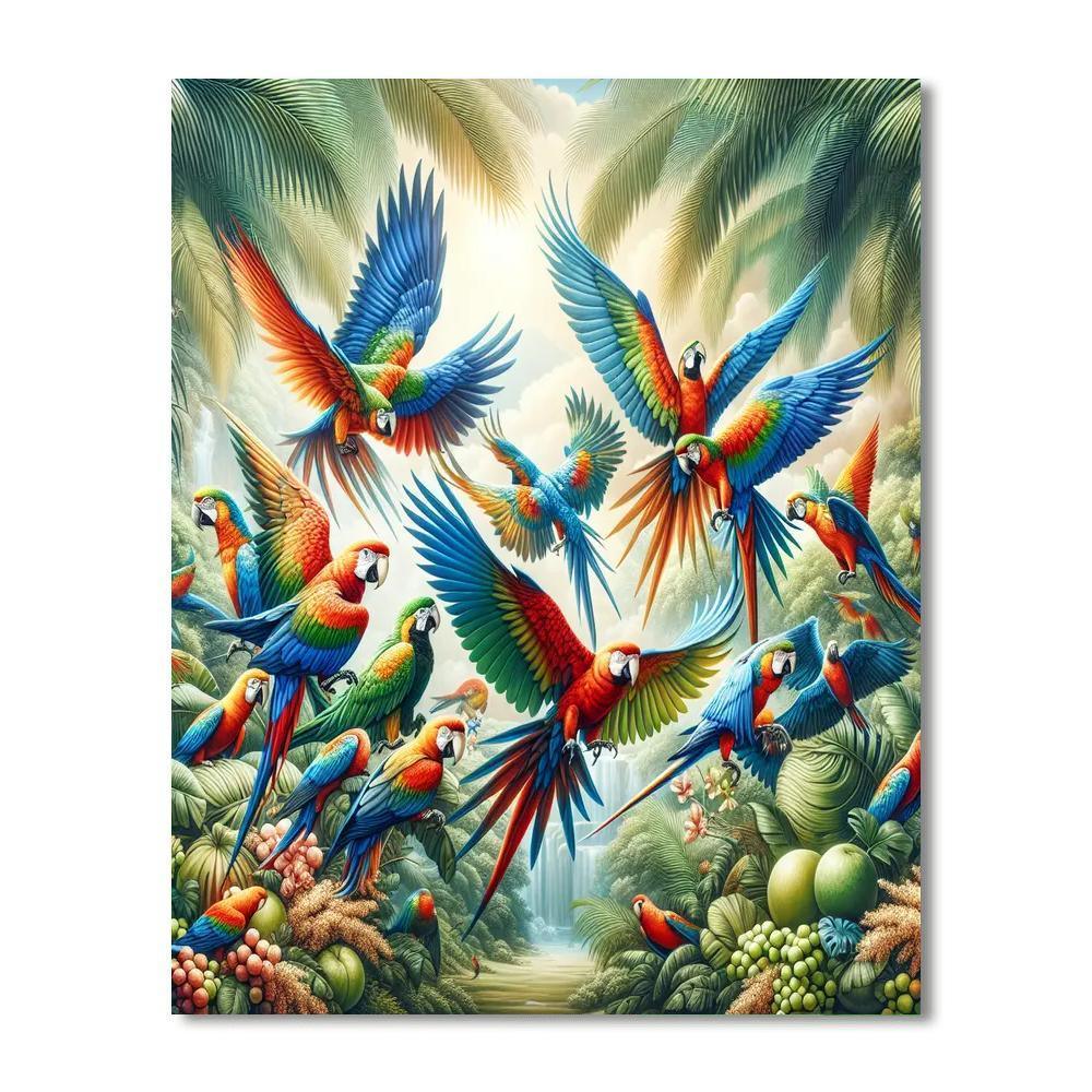 Fiery Fiesta Parrots Paint By Number