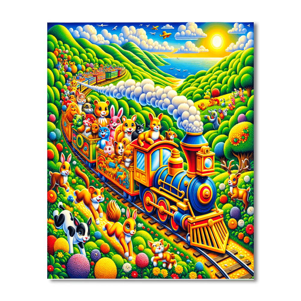 Charming Whimsical Train Paint By Number