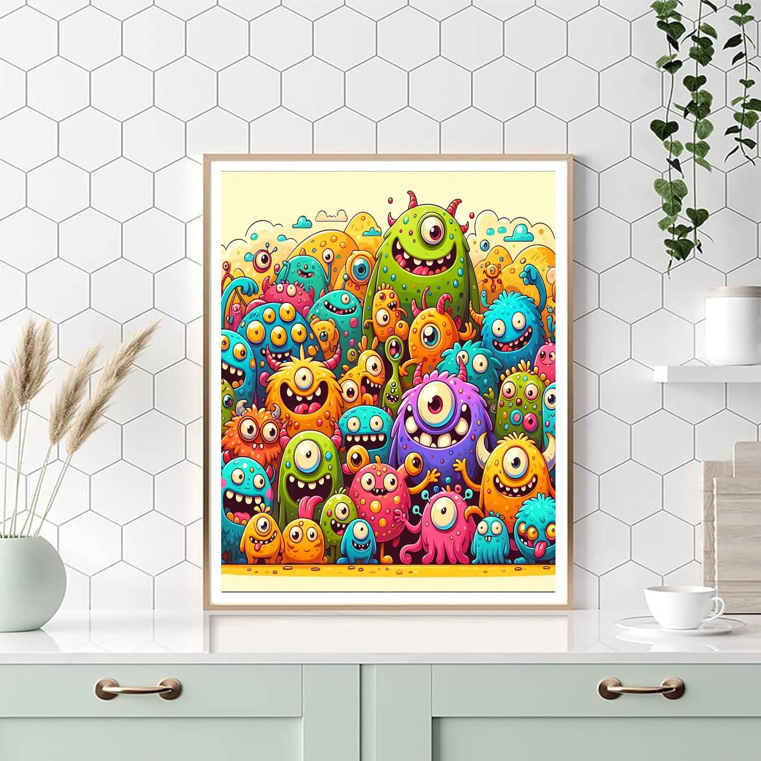 Friendly Monster Playdate Paint By Numbers Art