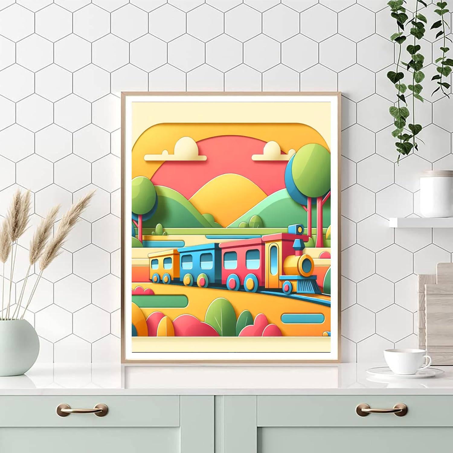Cheerful Cartoon Train Journey Painting By Numbers Kit