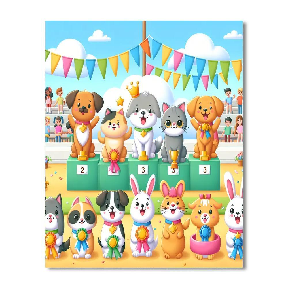 Colorful Pet Show Paint By Numbers Art