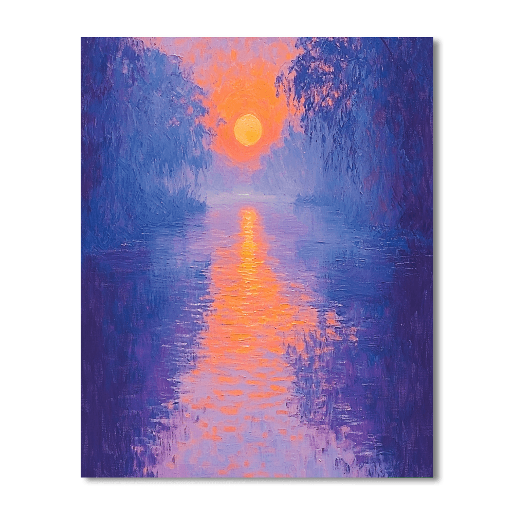Claude Monet Inspired Twilight River Reflection  Numbered Painting Kits