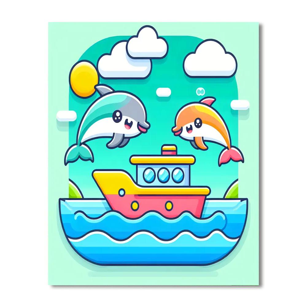 Oceanic Voyage With Dolphins Numbered Painting Kits