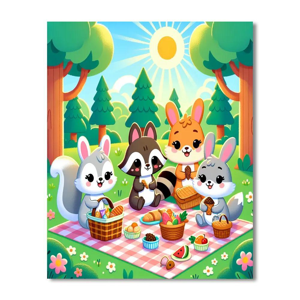 Cute Forest Critters Picnic Numbered Painting Kits