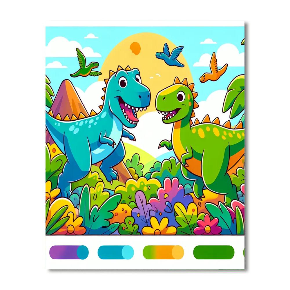 Cheerful Dinosaur Days Painting By Numbers Kit